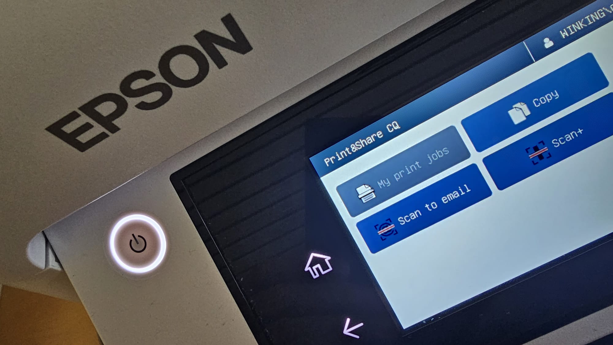 Epson display showing Print&Share CQ
